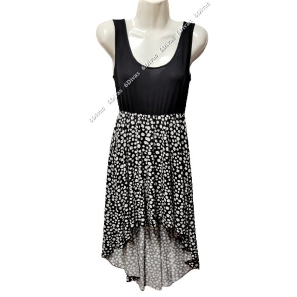 BLACK And White Polka Dot High Low Sleeveless Dress Size S/M - Picture 1 of 11
